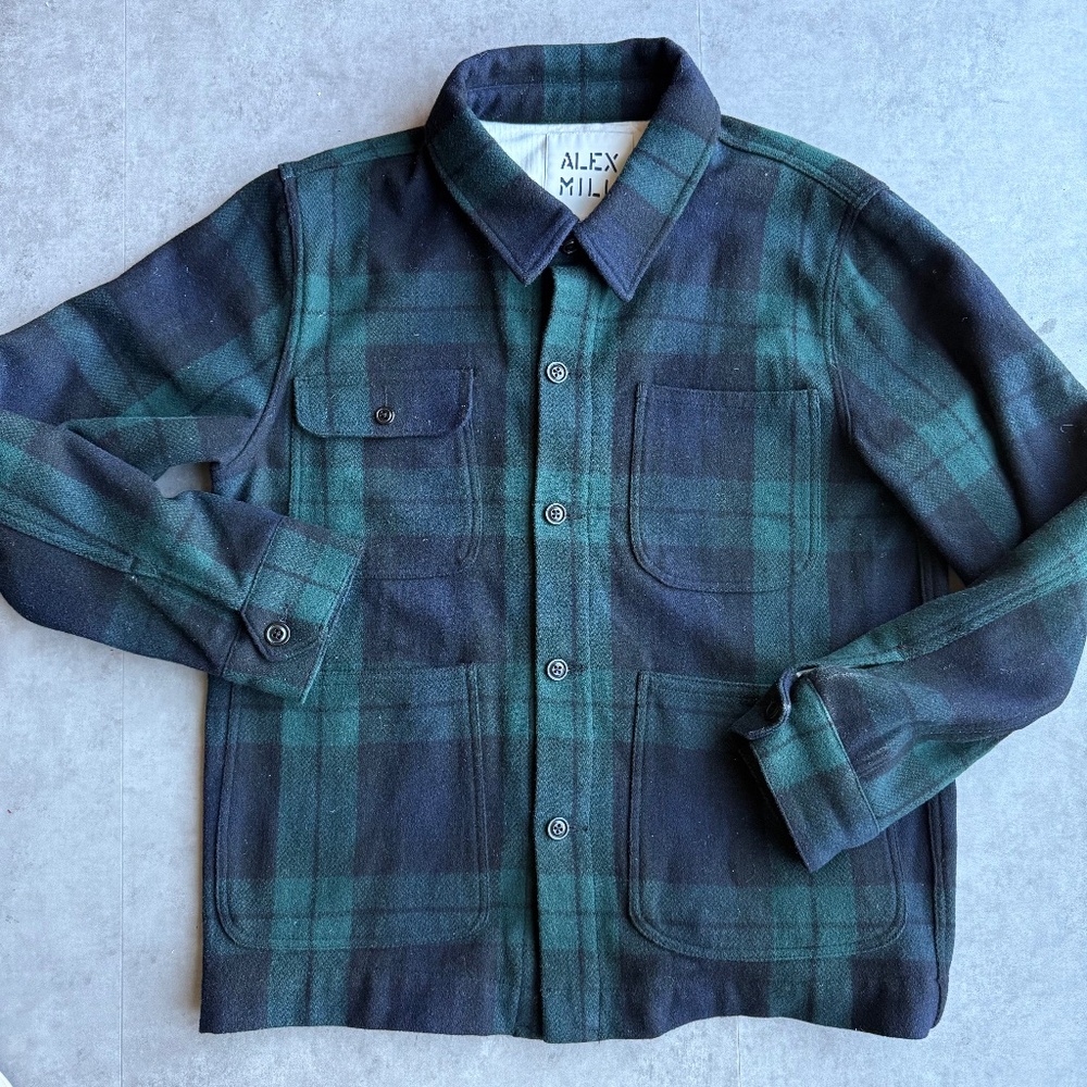 Alex Mill Wool Work Jacket, men's M, blackwatch